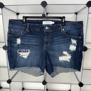 TORRID Women's Distressed Stretch Deep Wash Blue Jean Shorts Size 20